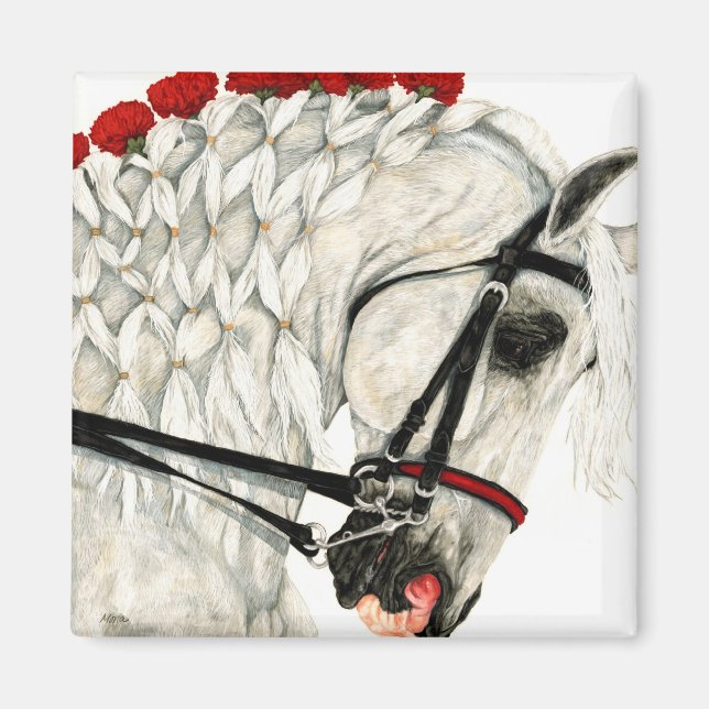 Oeillets rouges - Aimant à cheval blanc (Devant)