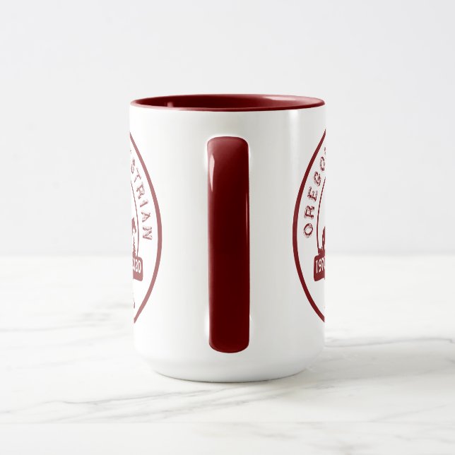 OET Mug avec le logo de 50 ans Maroon and White (Poignée)