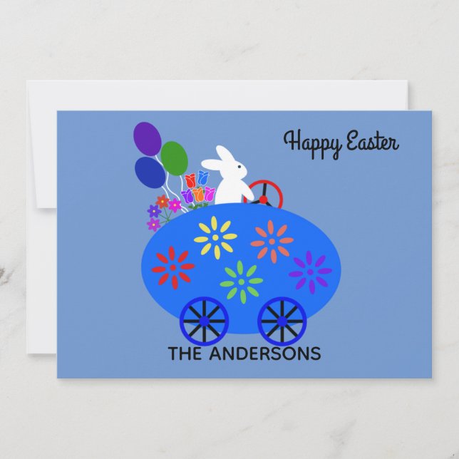 OEuf à cheval de Pâques voiture #2 Carte de vacanc (Devant)
