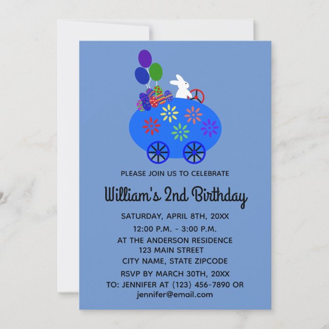 OEuf de lapin d'anniversaire #3-2 Carte d'invitati (Devant)