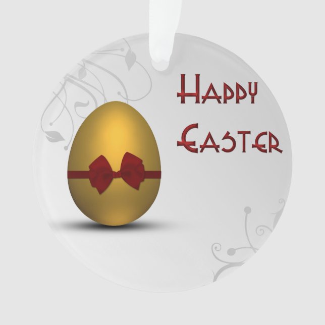 OEuf de Pâques doré avec Motif de fleurs de cou (devant)