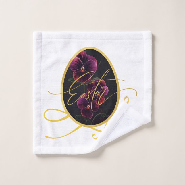 Œuf de Pâques doré et Iris élégant (Gant de toilette)