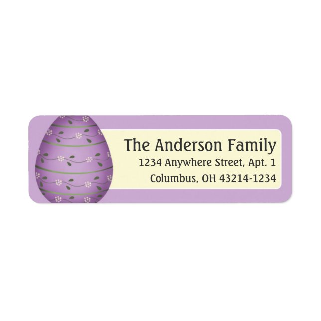 Oeuf de Pâques violet décoré d4 Étiquettes de adre (Devant)