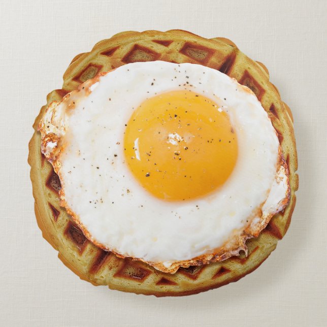 Oeuf frit Sur Coussin rond gaufre (Devant)