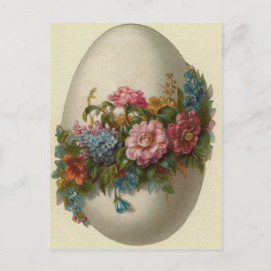 Oeuf vintage De Pâques Avec Fleurs Carte De Pâques