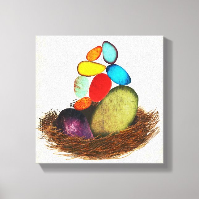 Oeufs Bleus En Toile Colorée Du Nid (Recto)