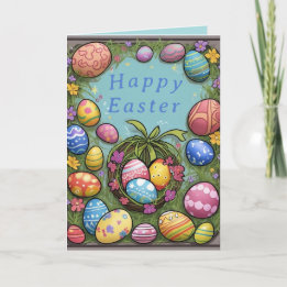Oeufs colorés Bonne Carte de vacances de Pâques