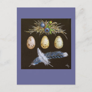 oeufs de jay bleu avec carte postale aux bleuets