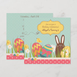 Oeufs de lapin et de Pâques Invitation d'anniversa