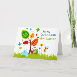 Oeufs de l'arbre de la carte de Pâques pour petit-