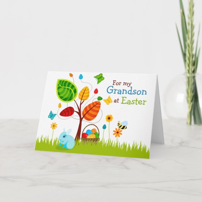 Oeufs de l'arbre de la carte de Pâques pour petit- (Devant)