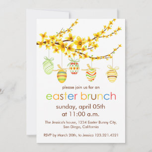 Oeufs de Pâques, Branche Forsythia Invitation de P