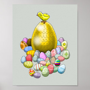 OEufs de Pâques de poulet Poster