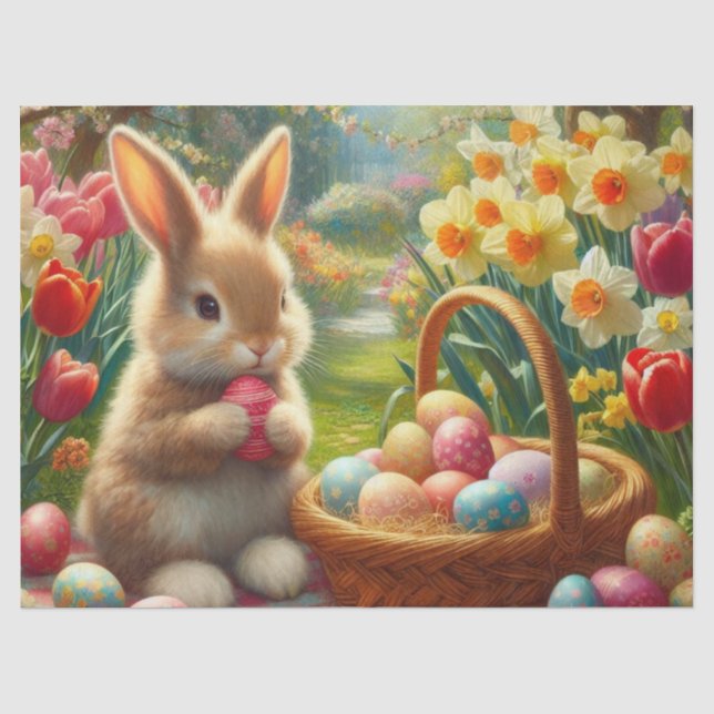 Œufs de Pâques et Papier de Soie Lapin de Pâques (Recto)
