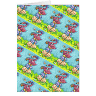 OEUFS DE PÂQUES, FLAMANT ROSE ROSE CUIT, CARTE DE