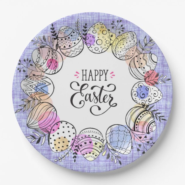 Œufs de Pâques heureux Assiette en Papier (Devant)