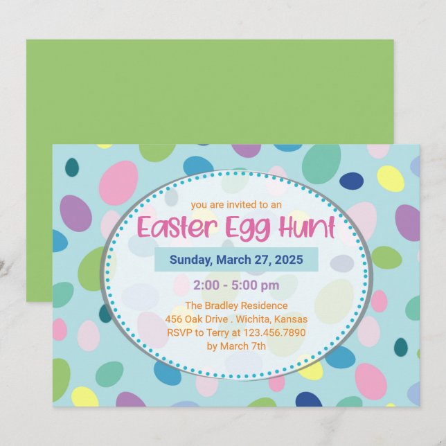 Oeufs de Pâques - Invitations de fête de Pâques (Devant / Derrière)