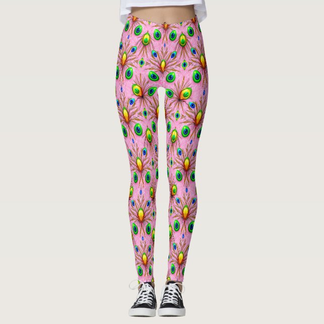 ŒUFS DE PÂQUES ~ Vert Jaune 3D ~ Leggings (Devant)
