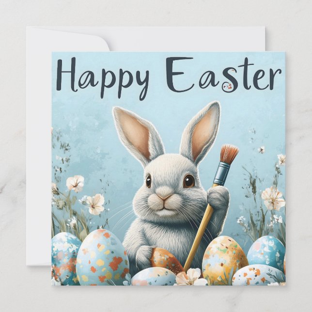 Oeufs de peinture de lapin de Pâques mignons : Art (Devant)