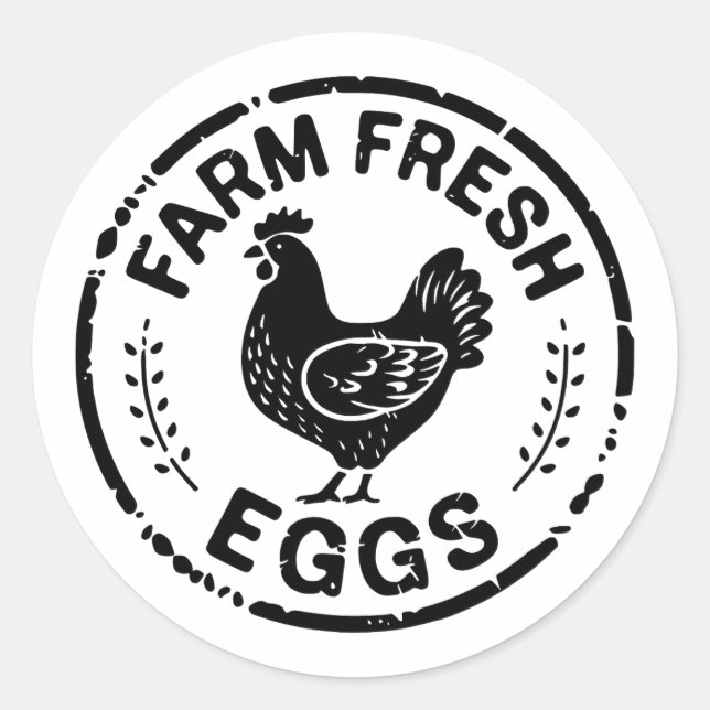 OEufs frais de ferme Autocollant de poulet rustiqu (Devant)
