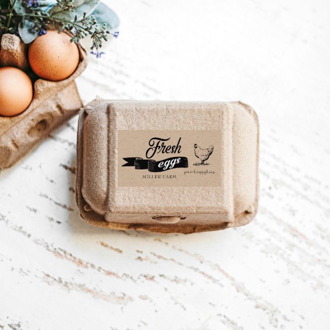 Oeufs frais Vintage ⎢ Étiquette de carton d'oeuf (Créateur téléchargé)