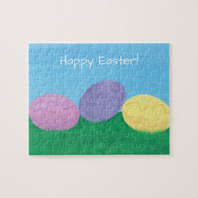 Oeufs mélangés en herbe Joyeux puzzles de Pâques (Horizontal)