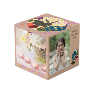 Oeufs Roses lapins de Pâques Cube photo