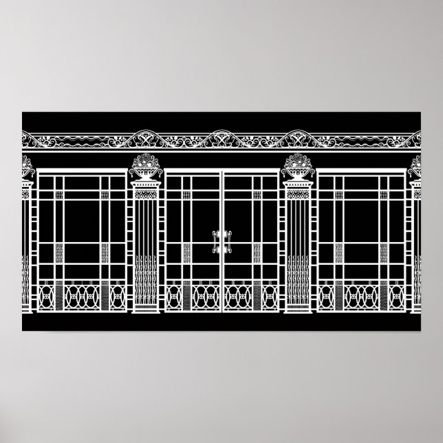 OEUVRE ART DÉCO AUDREY : BLANC sur NOIR (Devant)