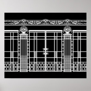 OEUVRE ART DÉCO AUDREY : BLANC sur NOIR