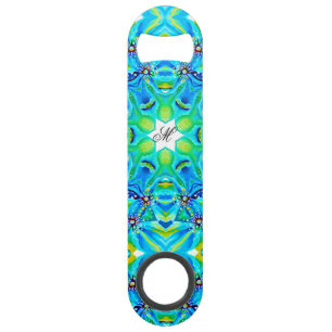 Oeuvre artistique chic Mandala en couleurs Aqua