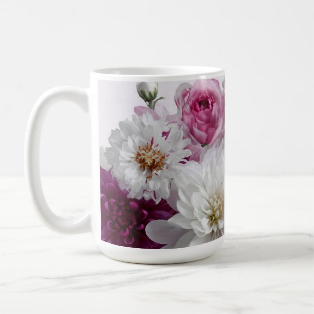 Œuvre d'art florale botanique sur tasse à café – É (Gauche)