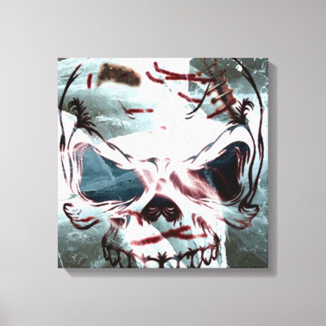 Œuvre d'art gothique sur toile représentant un crâ (Recto)