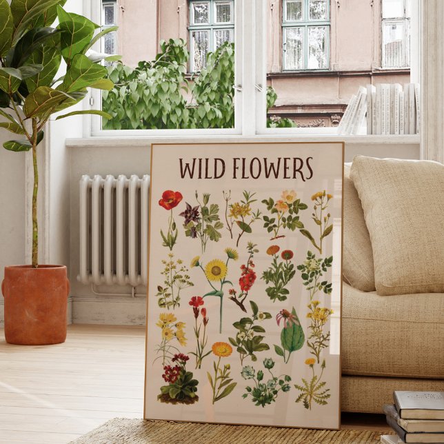 Œuvre d'art murale de tableau de fleurs sauvages v (In situ living room)