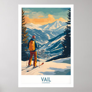Œuvre d'art murale de Vail - Affiche de ski Colora