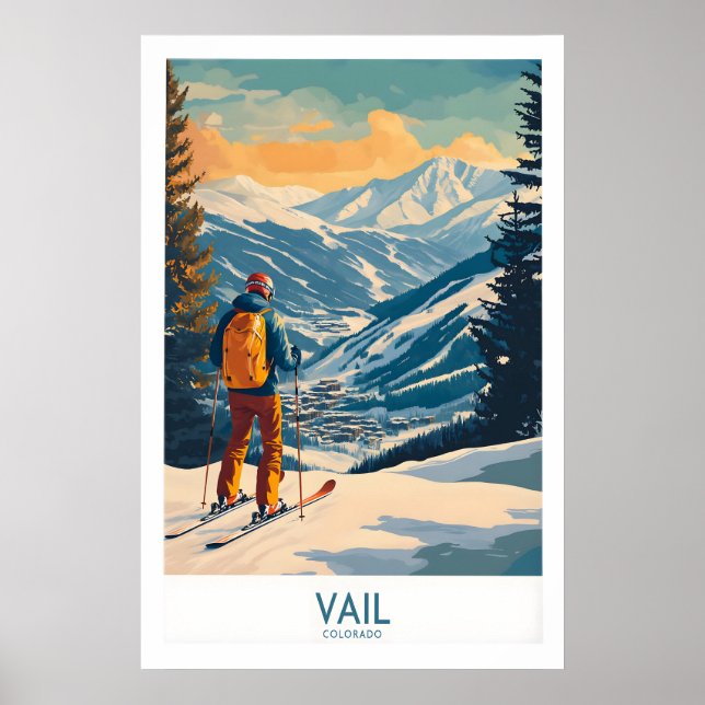 Œuvre d'art murale de Vail - Affiche de ski Colora (Devant)