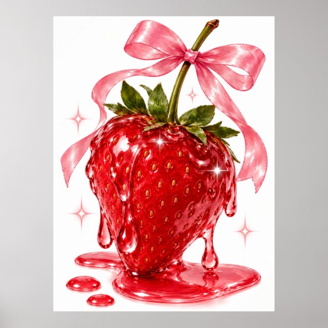 Œuvre d'art murale fraise | Affiche de fruit coque (Devant)