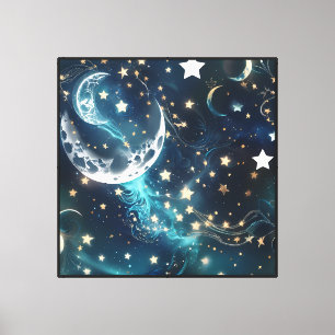 Œuvre d'art murale – Impression sur toile Lune cél