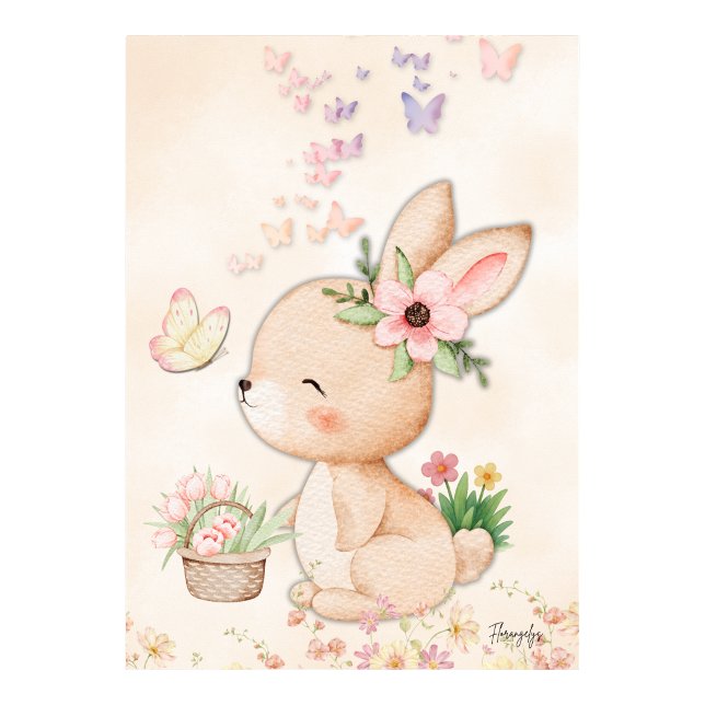 Œuvre d'art murale lapin - Affiche imprimable Amou (Bunny Wall art - Butterfly Love Printable Poster)