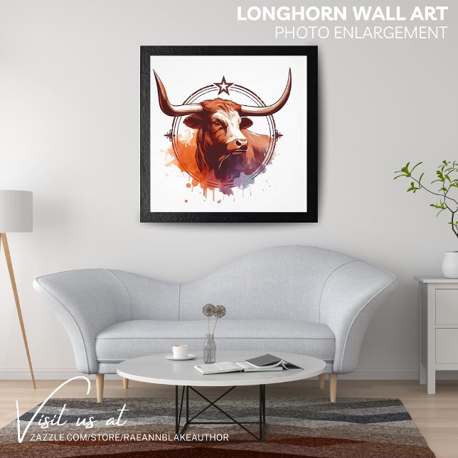 Œuvre d'art murale Longhorn Photo agrandie (Créateur téléchargé)