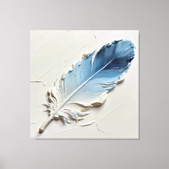 Œuvre d'art murale plume bleue impression sur toil (Recto)