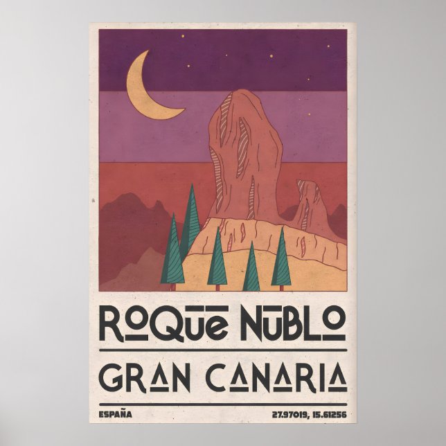 Œuvre d'art murale Roque Nublo, Affiche de voyage  (Devant)