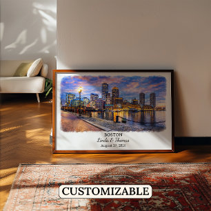 Œuvre d'art personnalisée sur Boston, Affiche du M