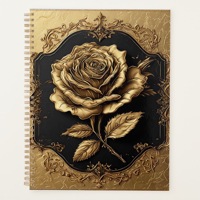 Œuvre d'art Rose Dorée avec Élément Décoratif Orné (Devant)