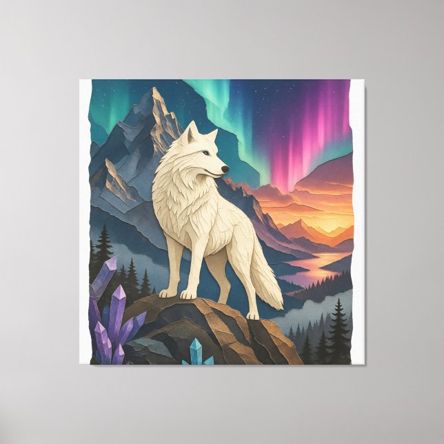 Œuvre d'art sur toile tendue représentant un loup (Recto)