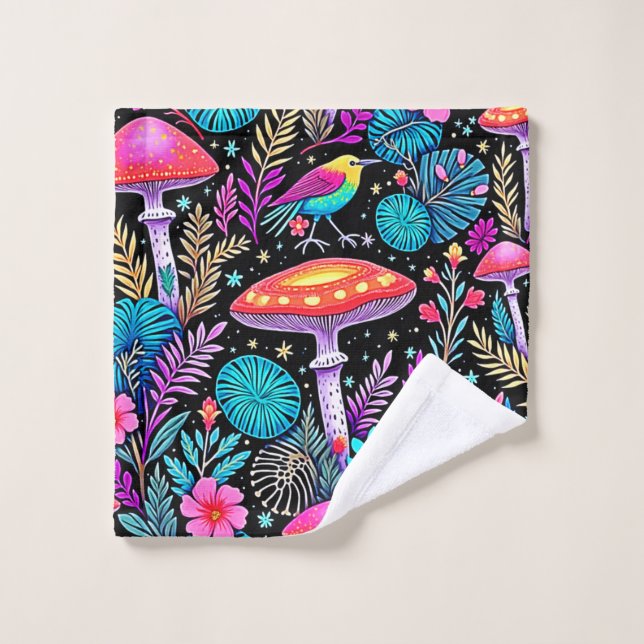 Oeuvre de champignons de la forêt enchantée (Gant de toilette)