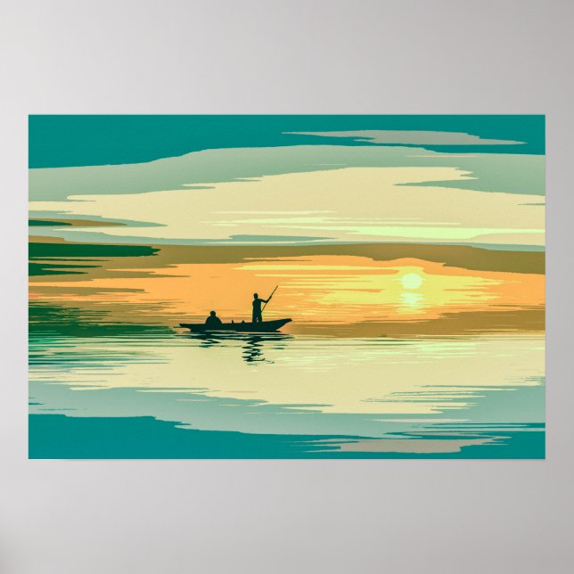 Oeuvre de pêche Sunrise Simple | Poster (Devant)