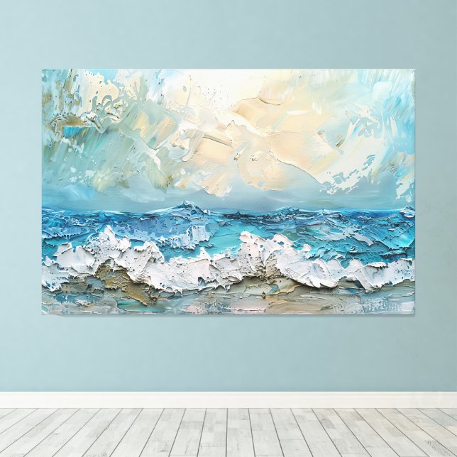 OEuvre d'Ocean moderne en toile étirée (Insitu (Plancher de Bois))