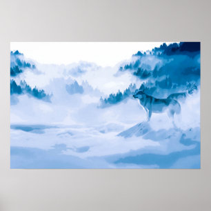 Oeuvre élégante des Loups de montagne   Poster