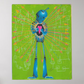 Oeuvre peinte à la main Poster murale de robot imp