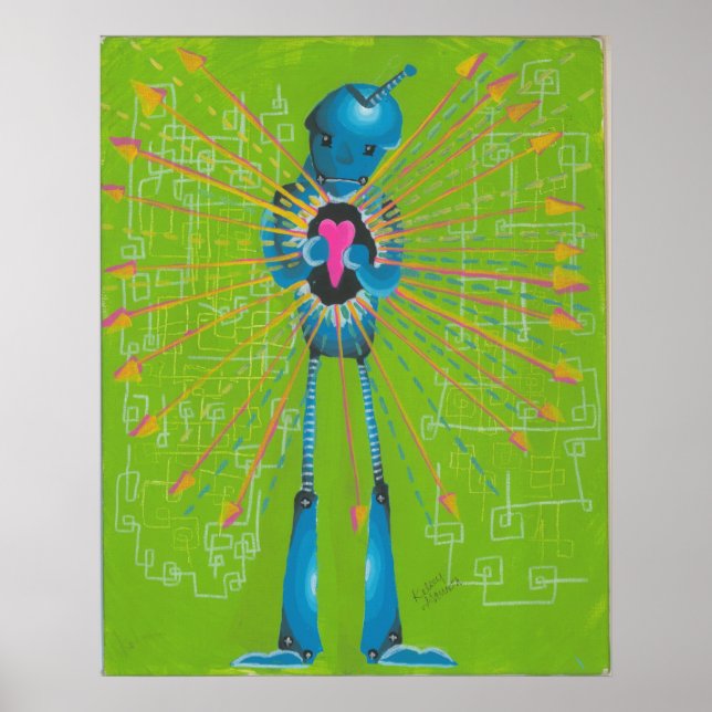 Oeuvre peinte à la main Poster murale de robot imp (Devant)